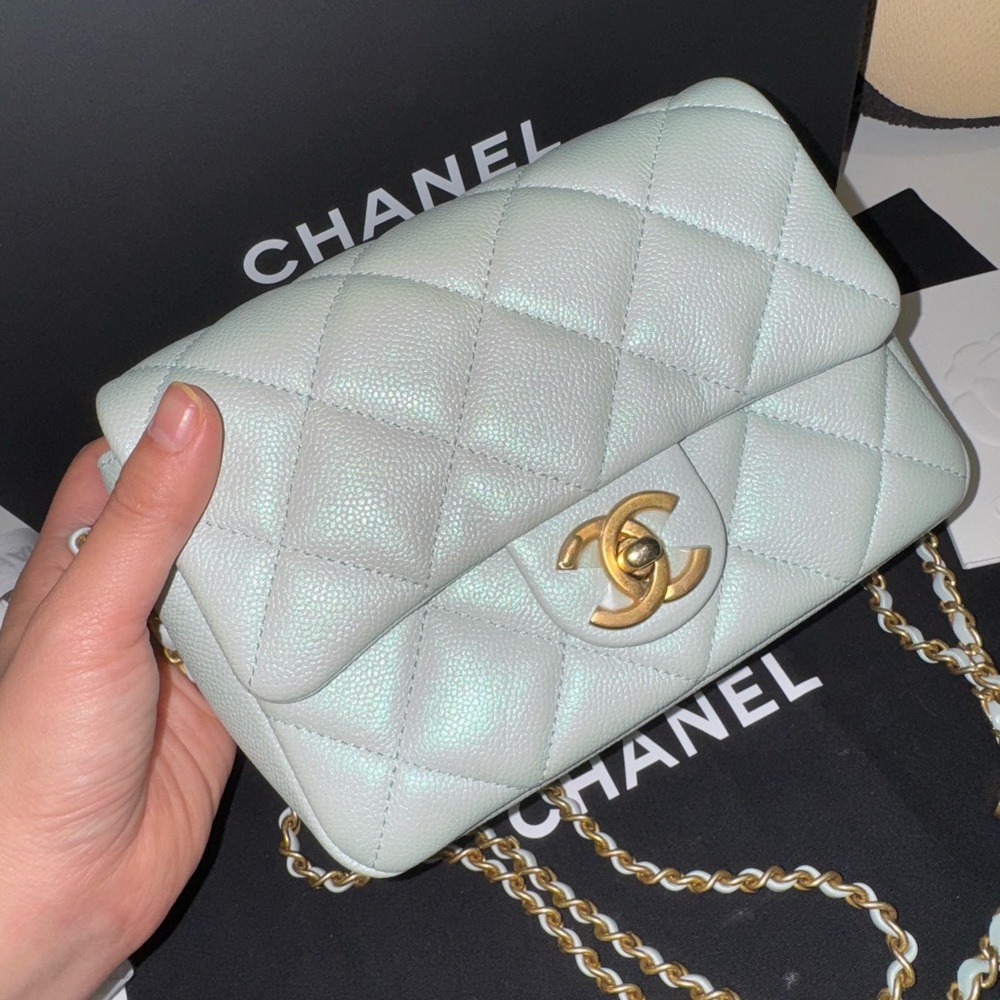 Chanel My Perfect Mini Bag – Iridescent Green (Light Blue Hue) Crossbody Handbag - Picture 3 of 15